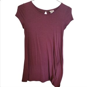 Mossimo Cranberry Short Sleeve Shirt Dress Keyhole Back Size Small